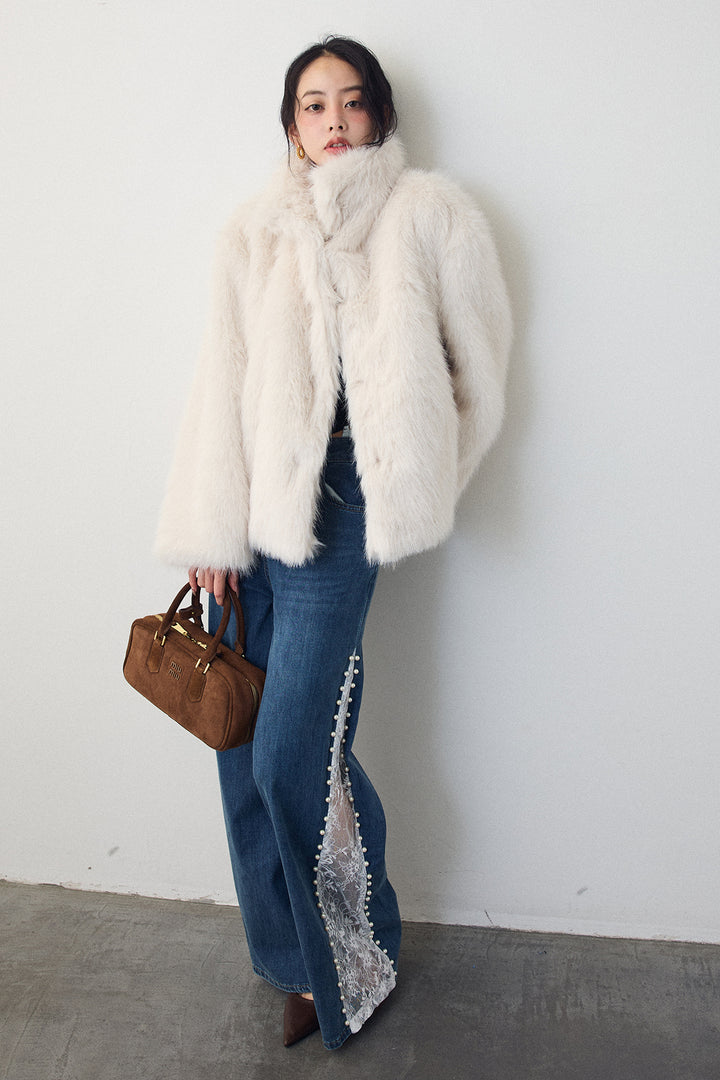 [予約]サイドレース切替ハイウエストデニム