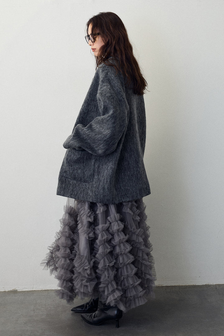[予約/SET]シャギーミドル丈コート+スフレアシメチュールスカート(2set)