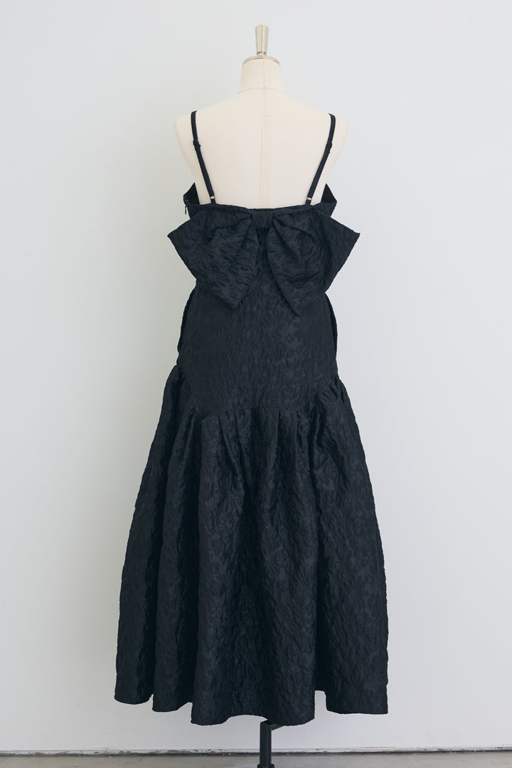 [予約]バックリボンジャガードペプラムキャミワンピ