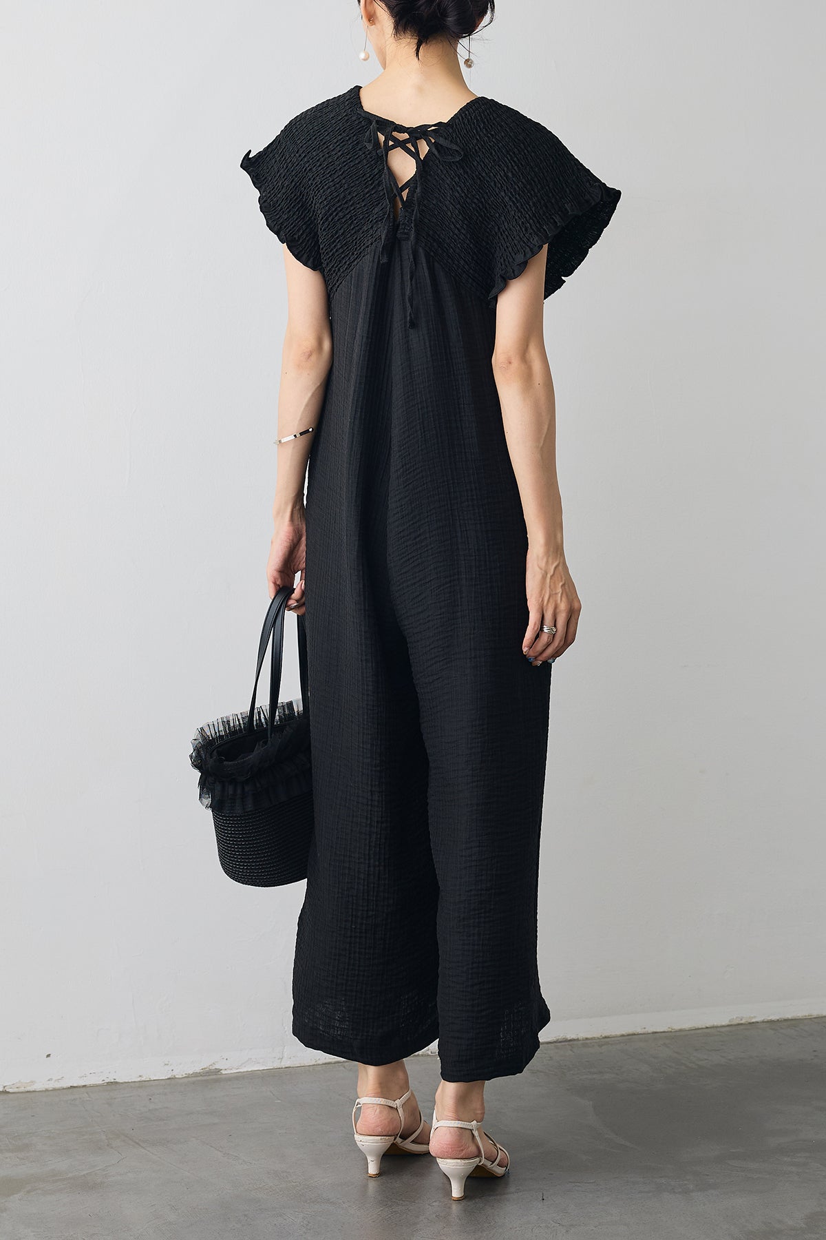 poppy シャーリングロンパース(ネイビー) poppyシャーリングロンパース