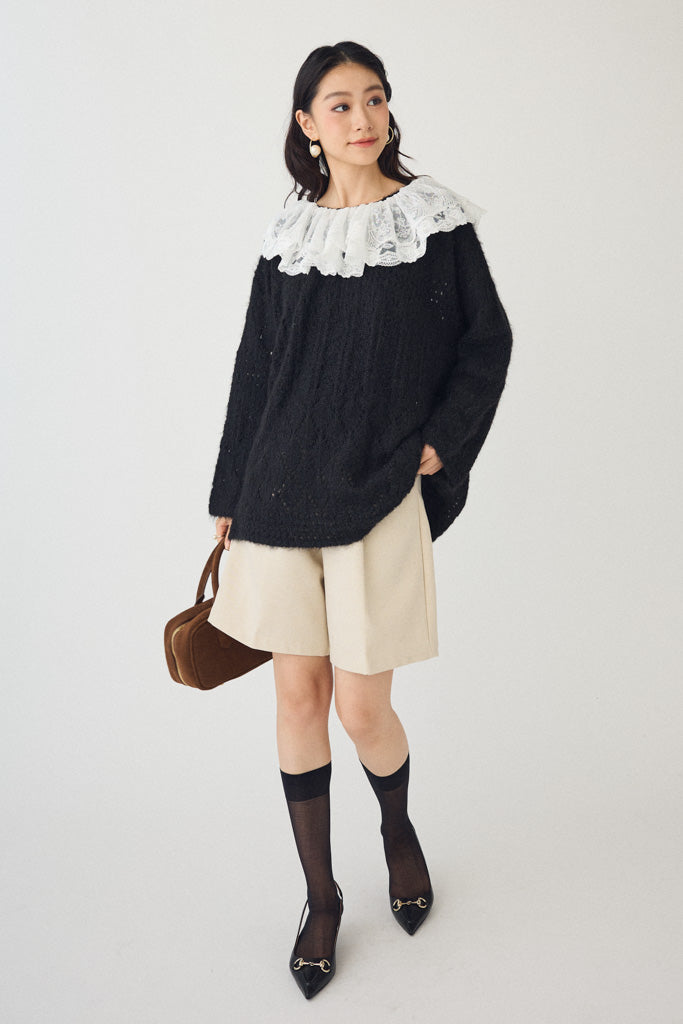 [予約]ダブルレースカラードッキングニット