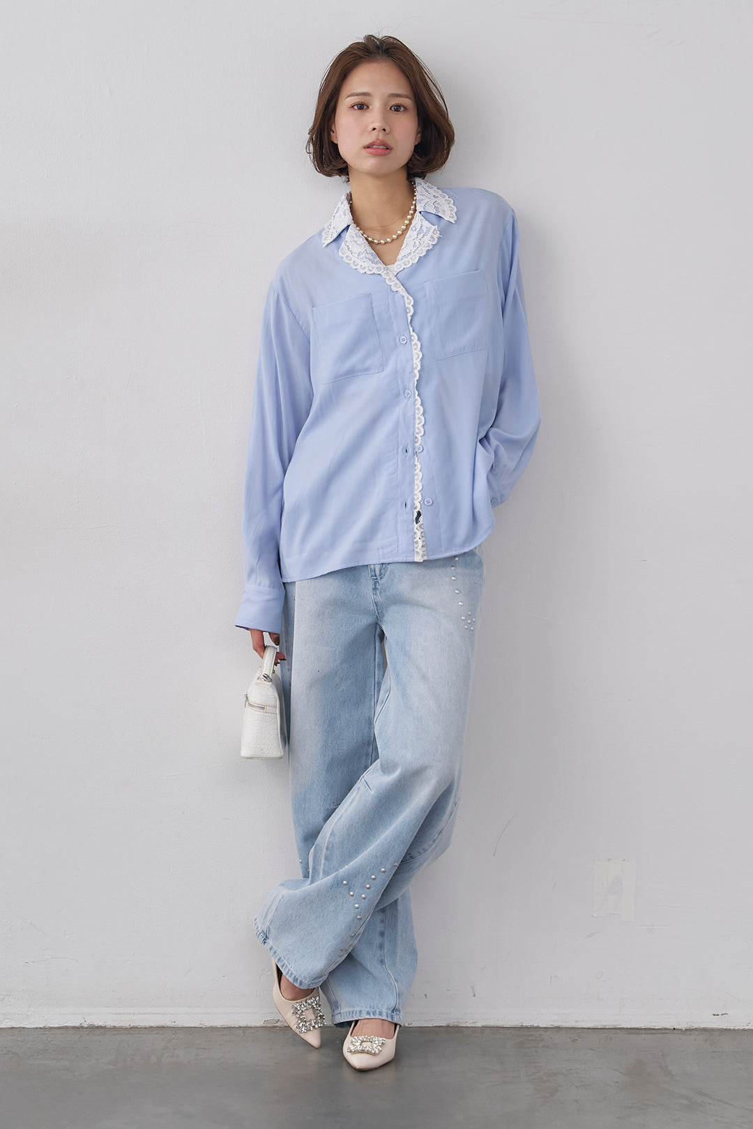 [予約]クラシックレーストリムブラウス