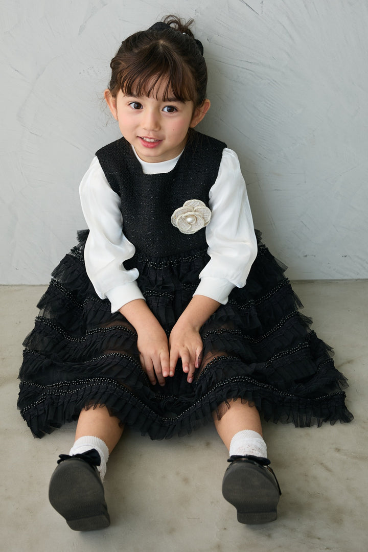 [予約](kids)ティアードプリーツパールワンピ