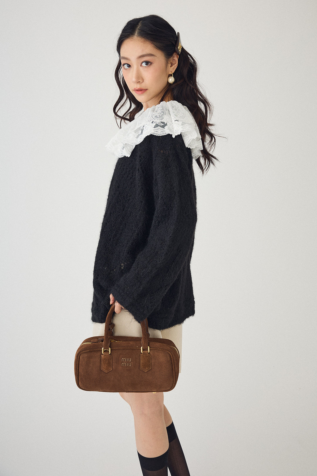 [予約/SET]ダブルレースカラードッキングニット+ウールタッチセンタープレスハーフパンツ(2set)