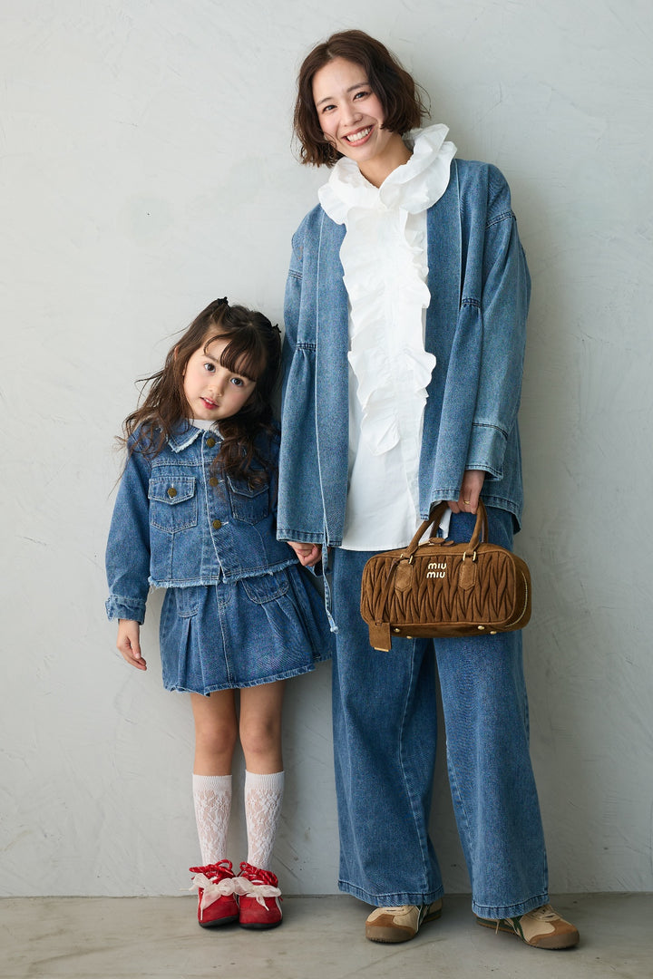 [予約](kids)ボックスプリーツデニムセットアップ
