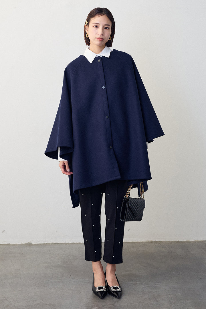 [予約/SET]パネルフレアヘムシャツ+ウールライクドルマンポンチョコート+センターシームランダムパールパンツ(3set)