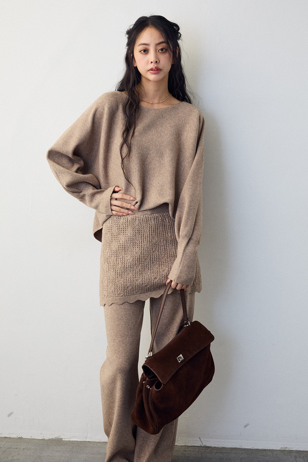 [予約]スカートレイヤードニットセットアップ