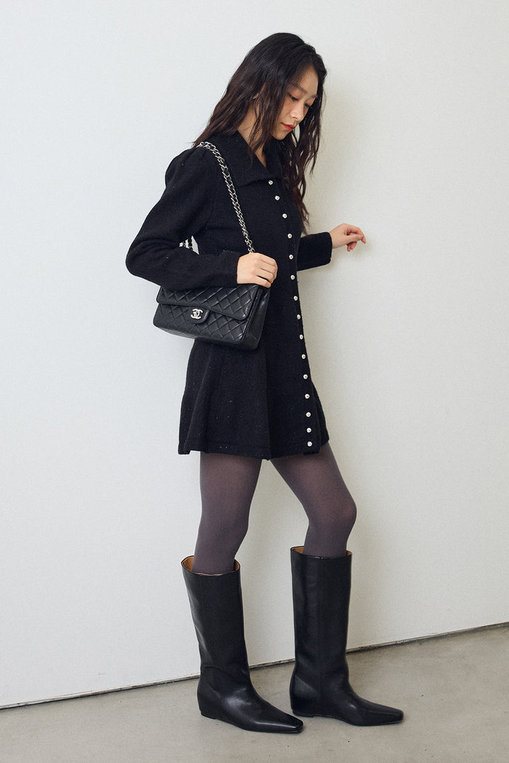 [予約]セミフレアラインニットミニワンピ