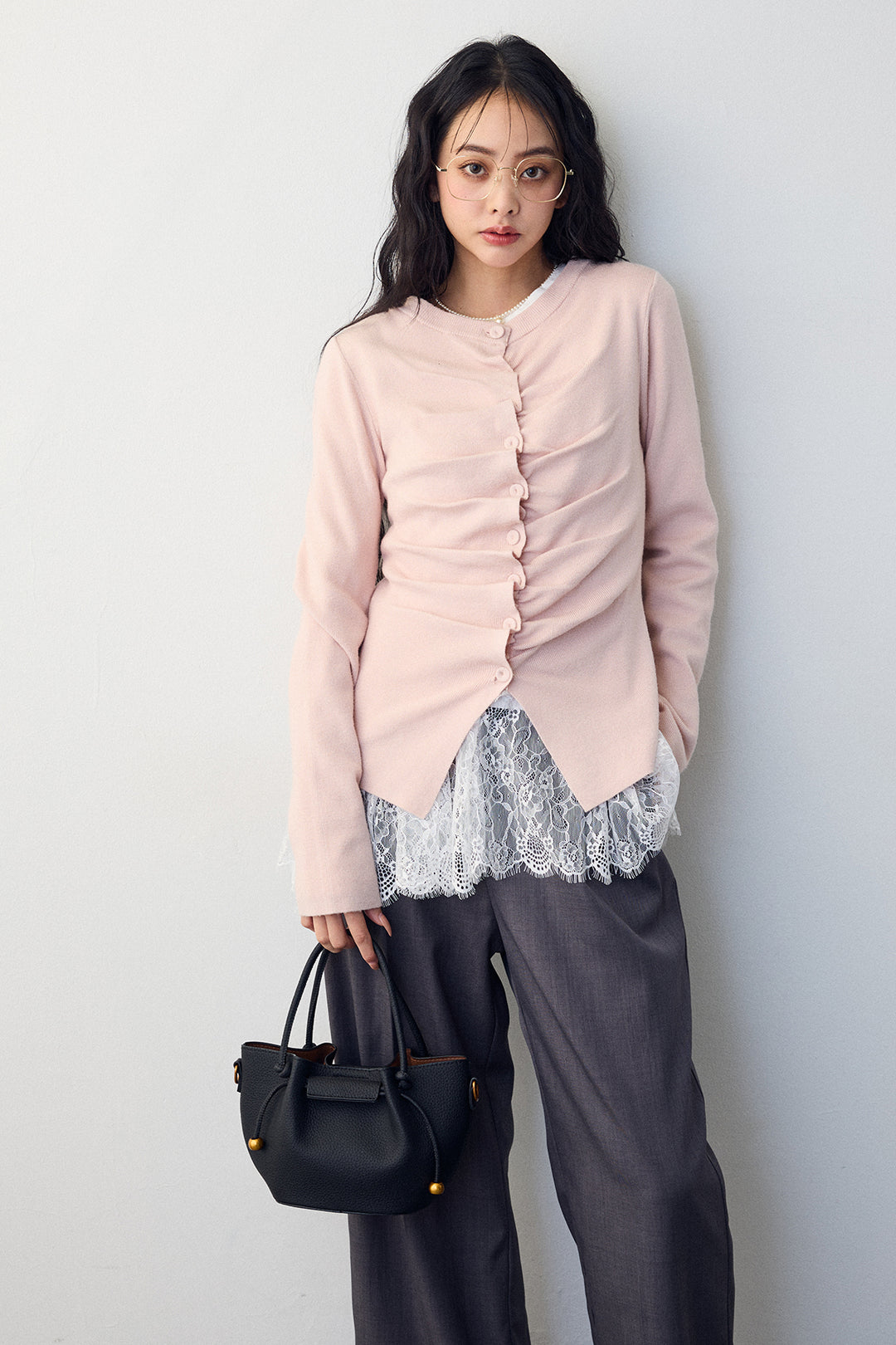 [予約]フロントギャザーデザインカーデ