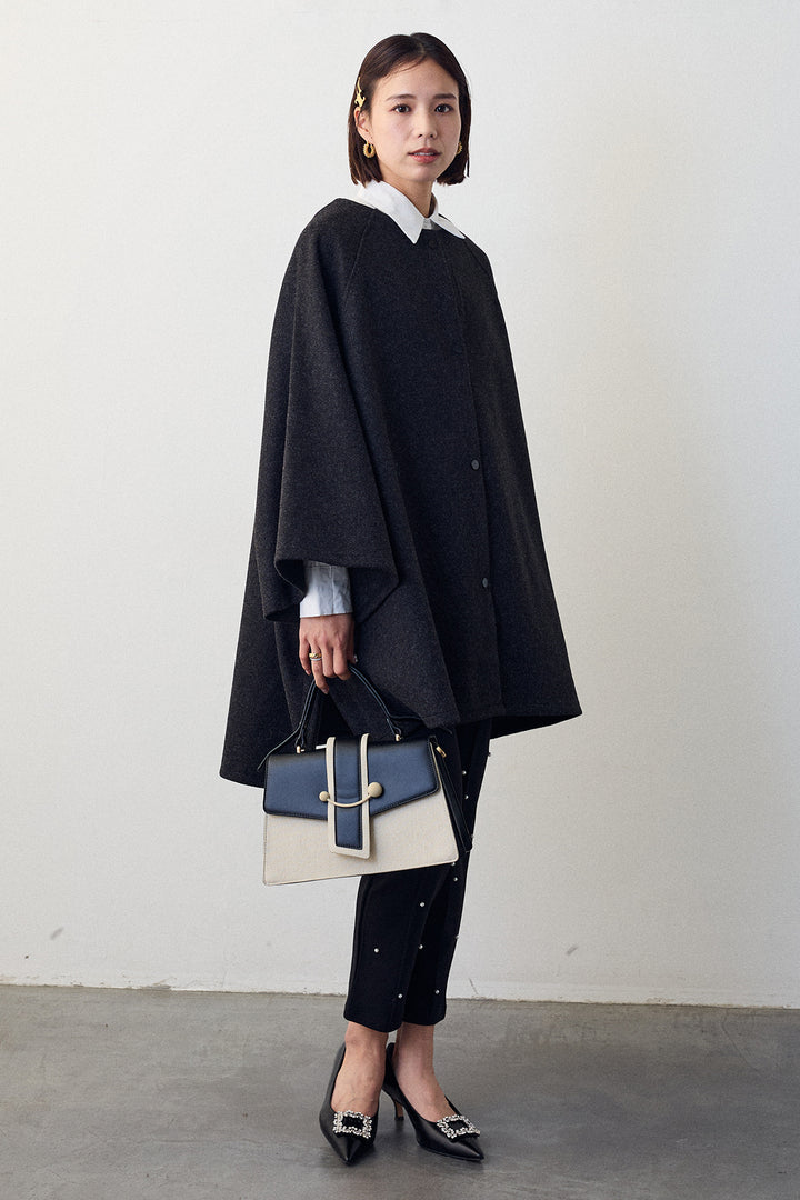 [予約/SET]ウールライクドルマンポンチョコート+センターシームランダムパールパンツ(2set)