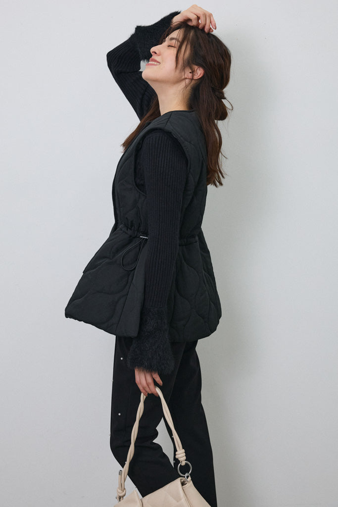 [予約]フェザー切替スリーブフレアニット