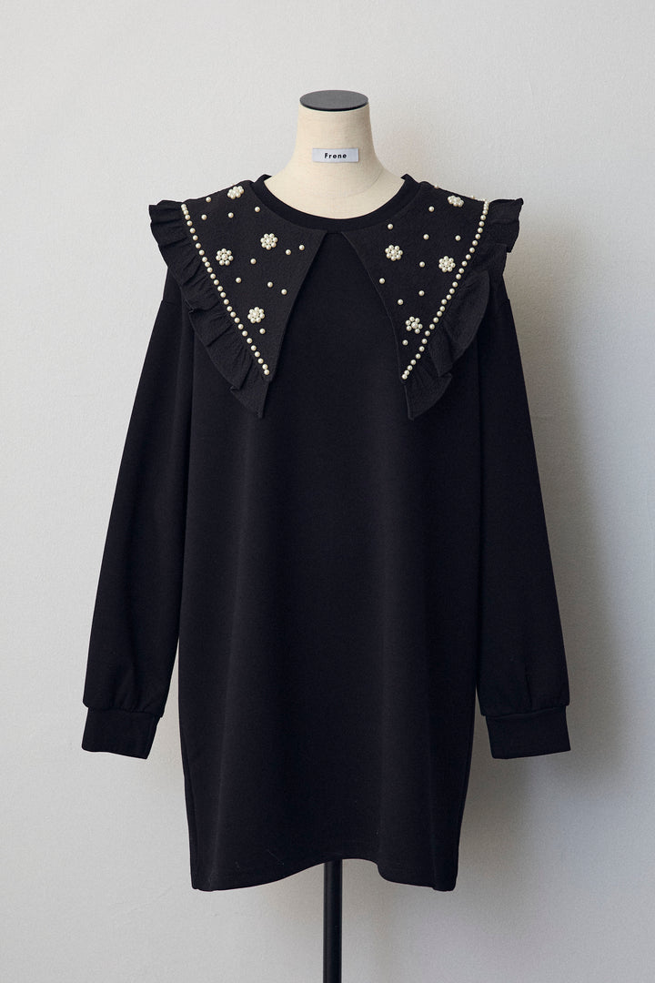 [予約]パールフラワーBIGカラースウェットワンピ