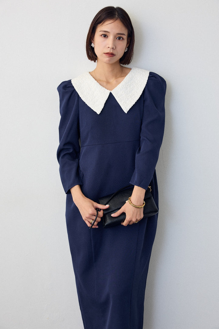 [予約]2wayレースカラーコクーンワンピース