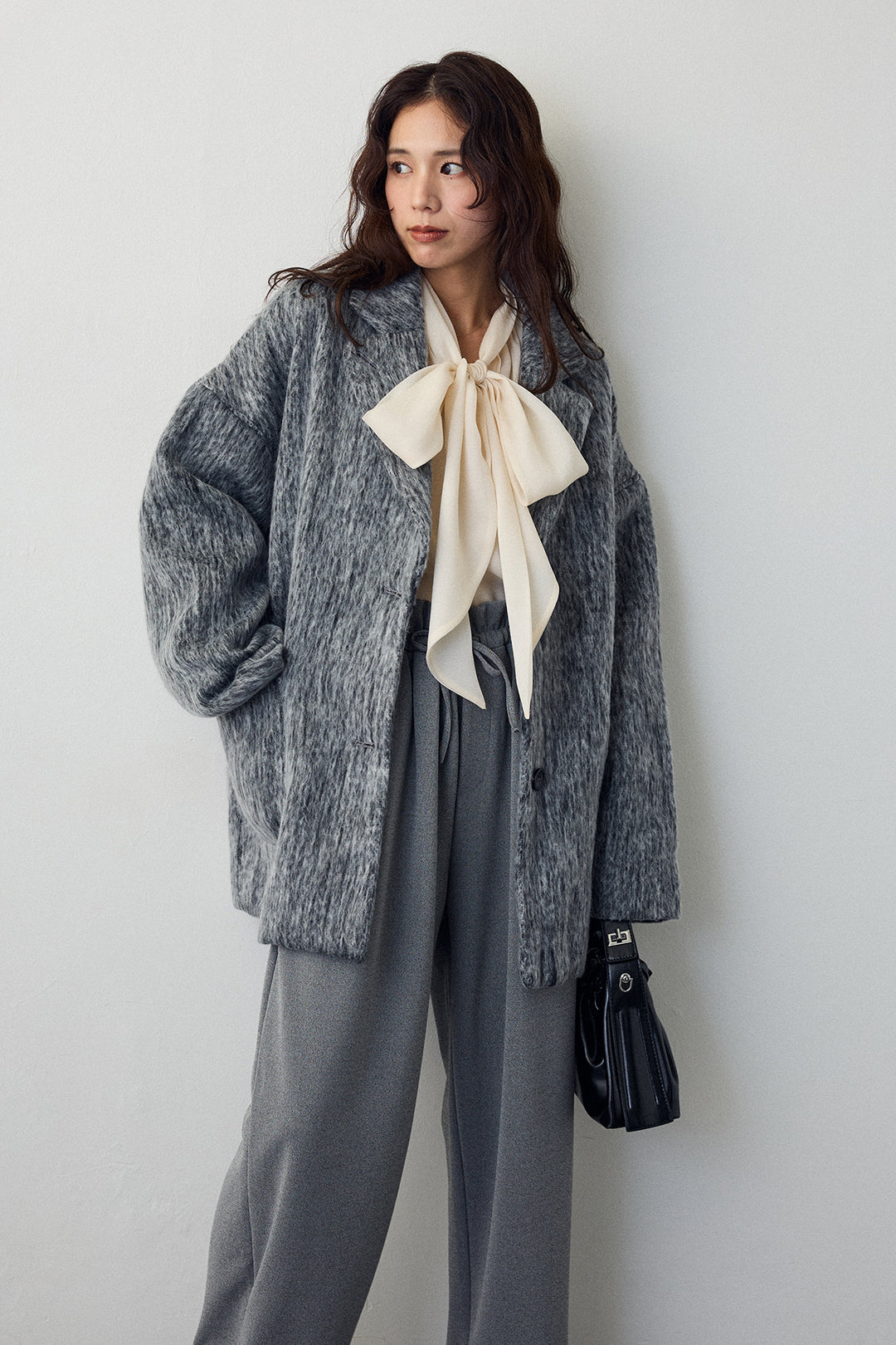 [予約/SET]シャギーミドル丈コート+2タック美シルエットパンツ(2set)
