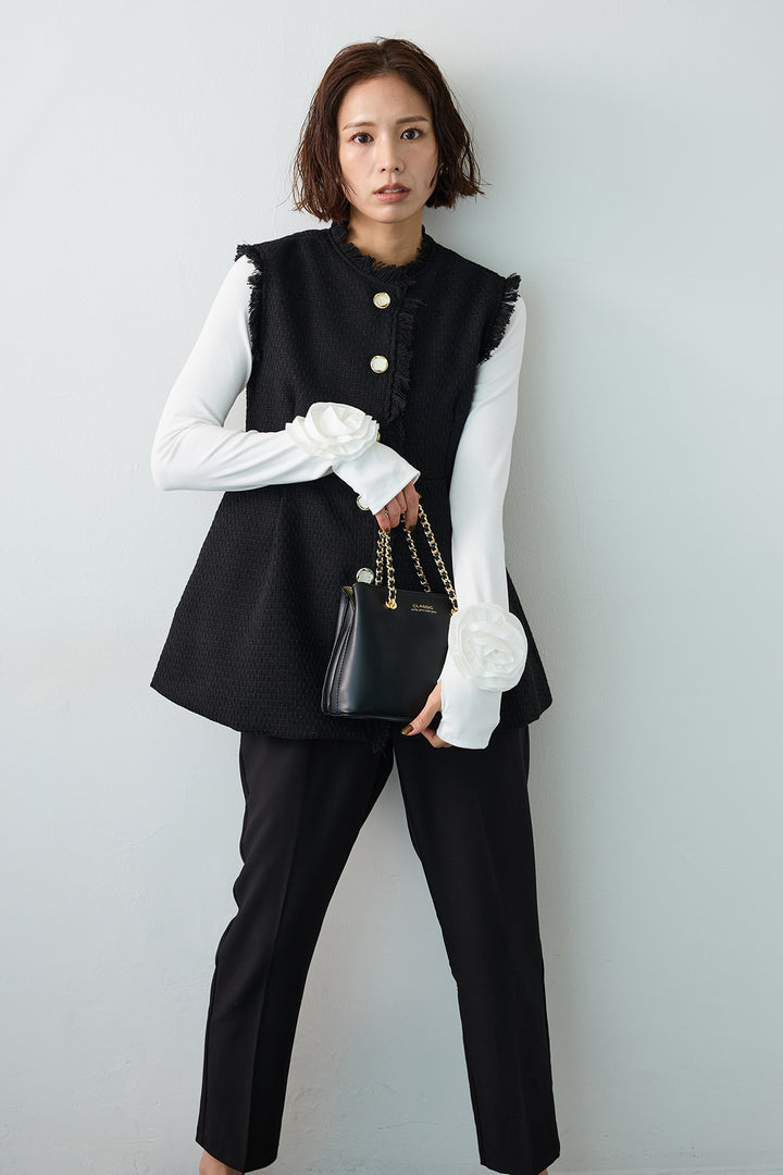 [予約]ツイードペプラム美フォルムジレ