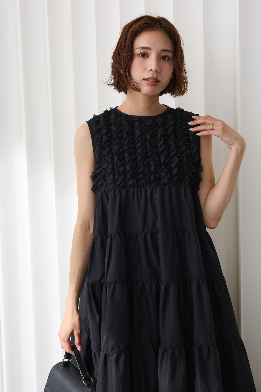 [予約]ホイップフリルティアードノースリワンピ