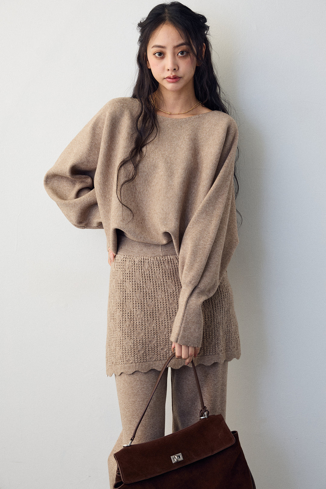 [予約]スカートレイヤードニットセットアップ