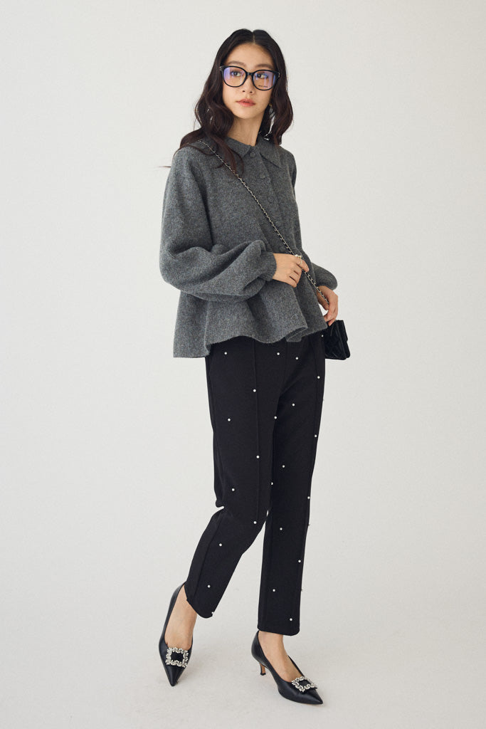 [予約]ポロ襟ペプラムニットプルオーバー