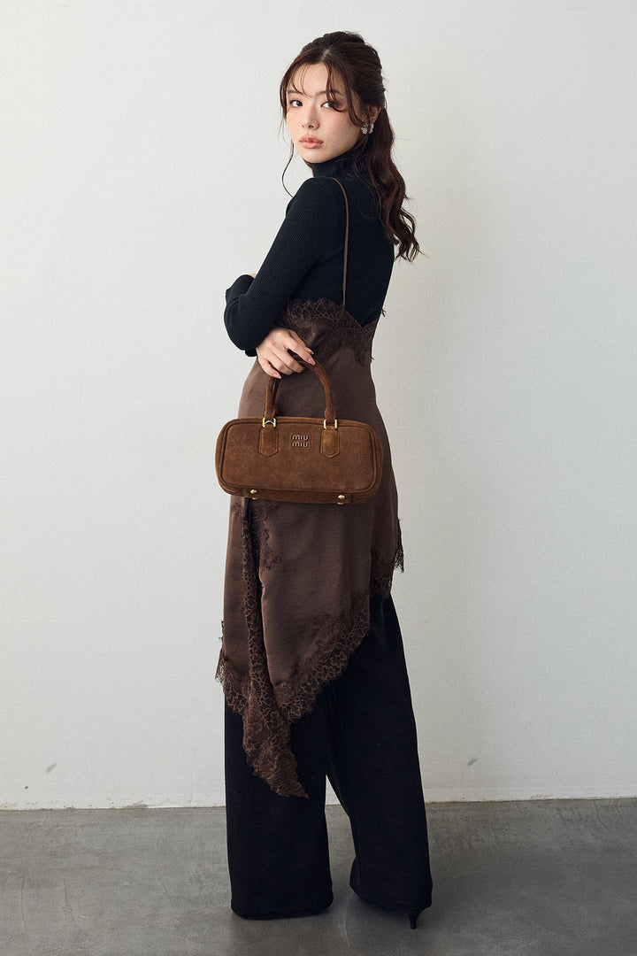 [予約]アシメデザインサテン×レースキャミ