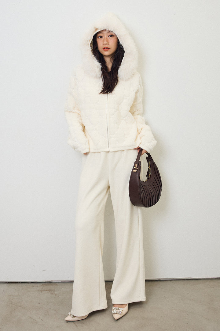 [予約/SET]フードファーキルトZIPニットブルゾン+ウォームタッチイージーパンツ(2set)