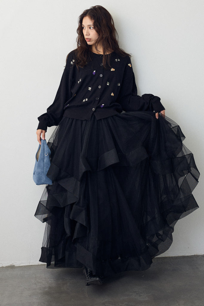 [予約]フルーツフラワー刺繍ニットカーデ