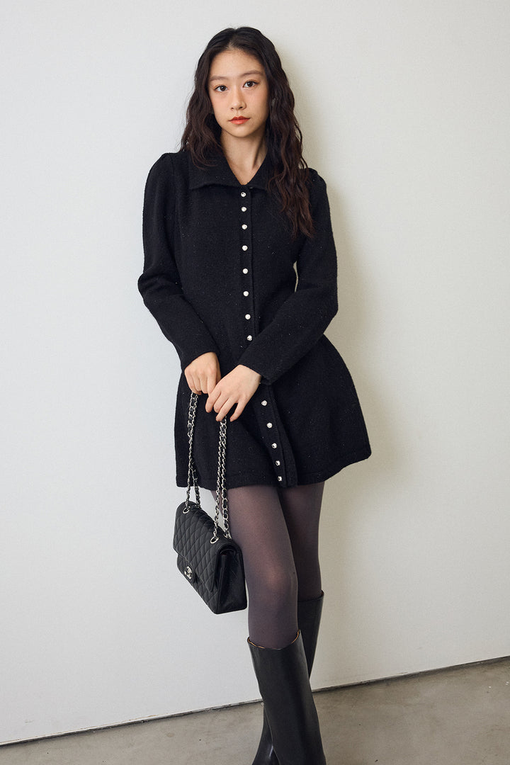 [予約]セミフレアラインニットミニワンピ