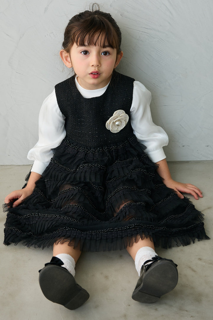 [予約](kids)ティアードプリーツパールワンピ