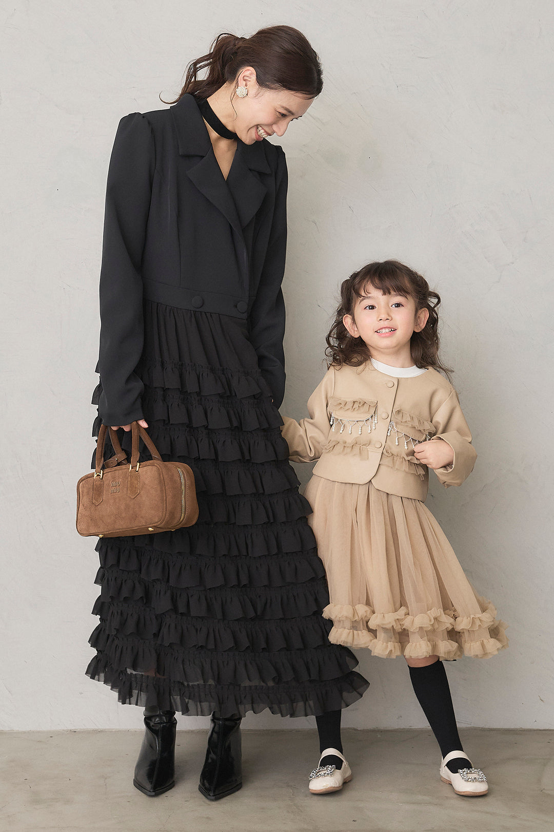 [予約]フリルヘムチュールワンピ＋ジャケットセット