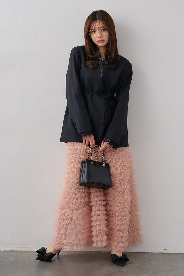 [予約]パール付きホイップチュールスカート