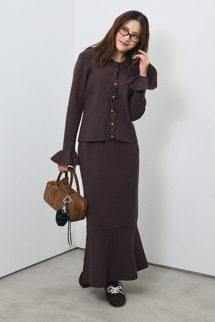 [予約]フロントラッフルデザインニットセットアップ