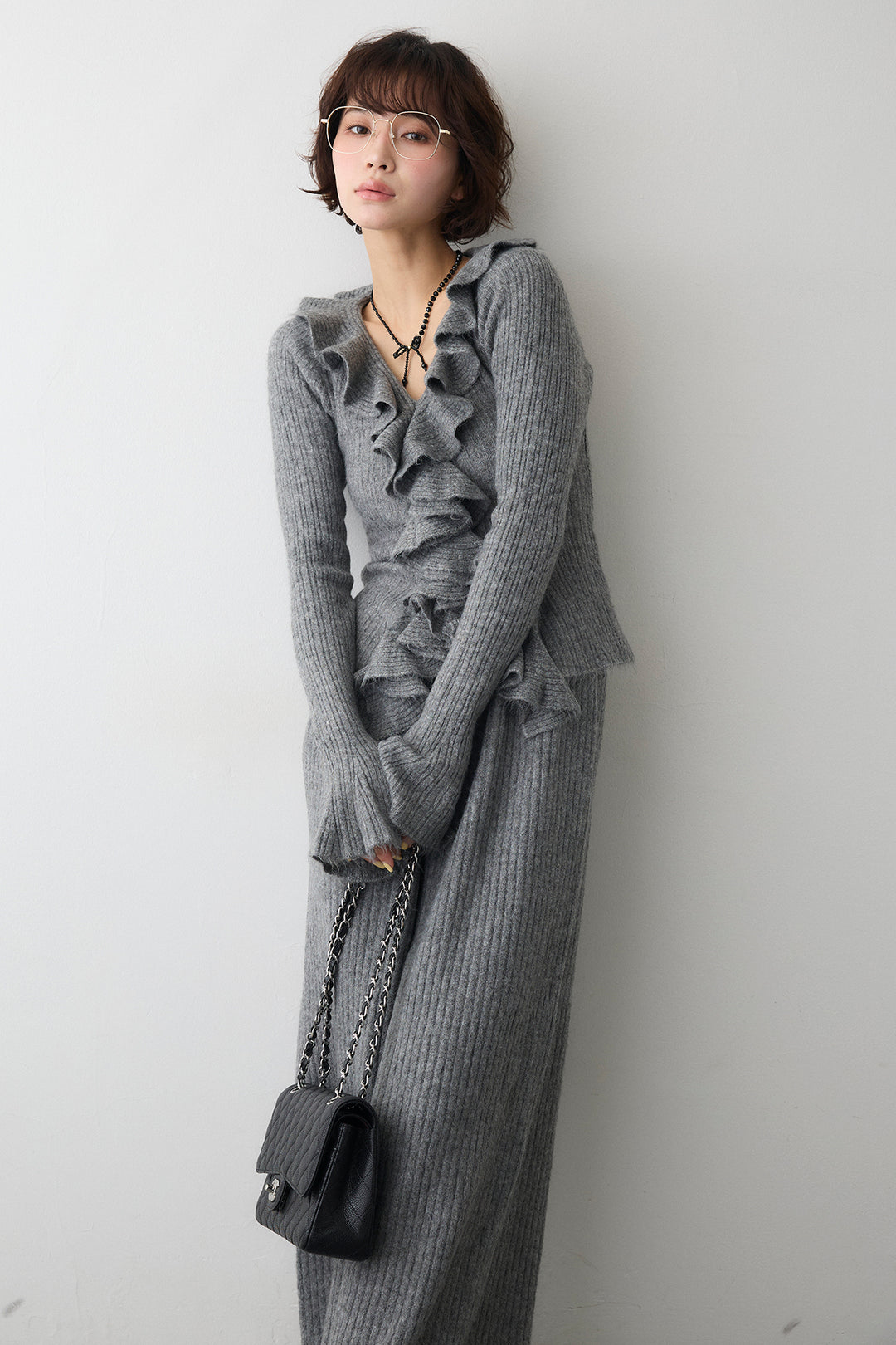 [予約]フロントフリル美ラインニットセットアップ