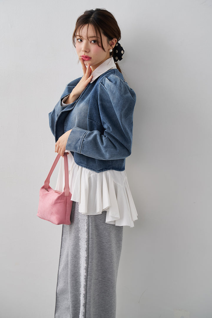 [予約]パフスリーブショートデニムジャケット