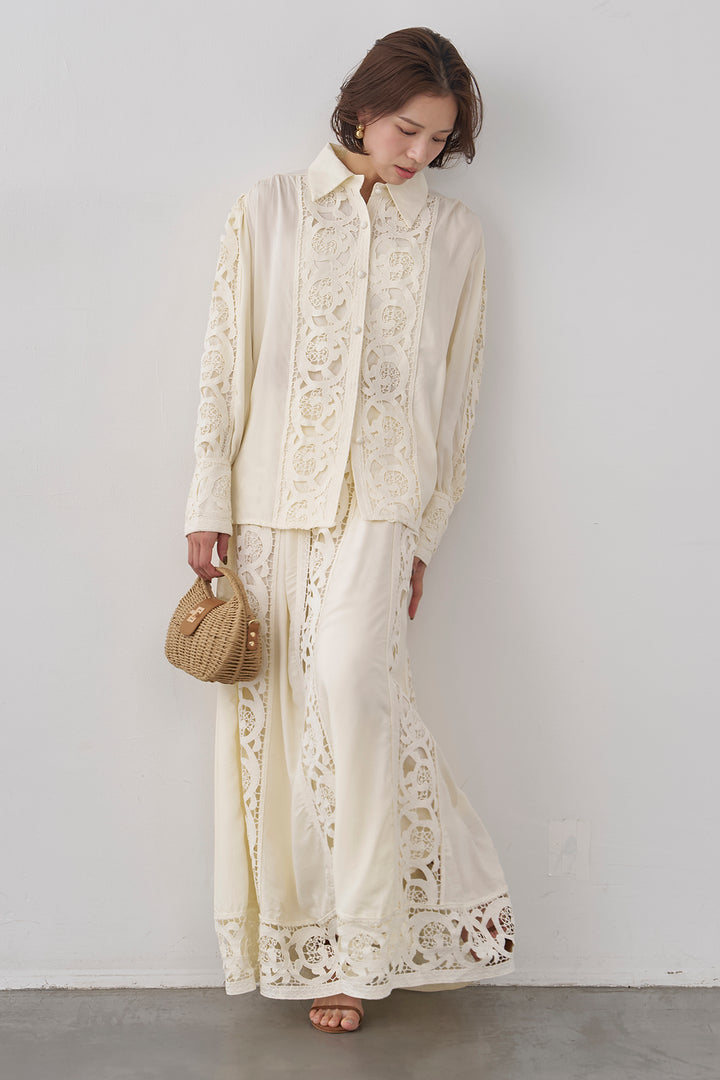 [予約]ヴィンテージライクレースシャツセットアップ