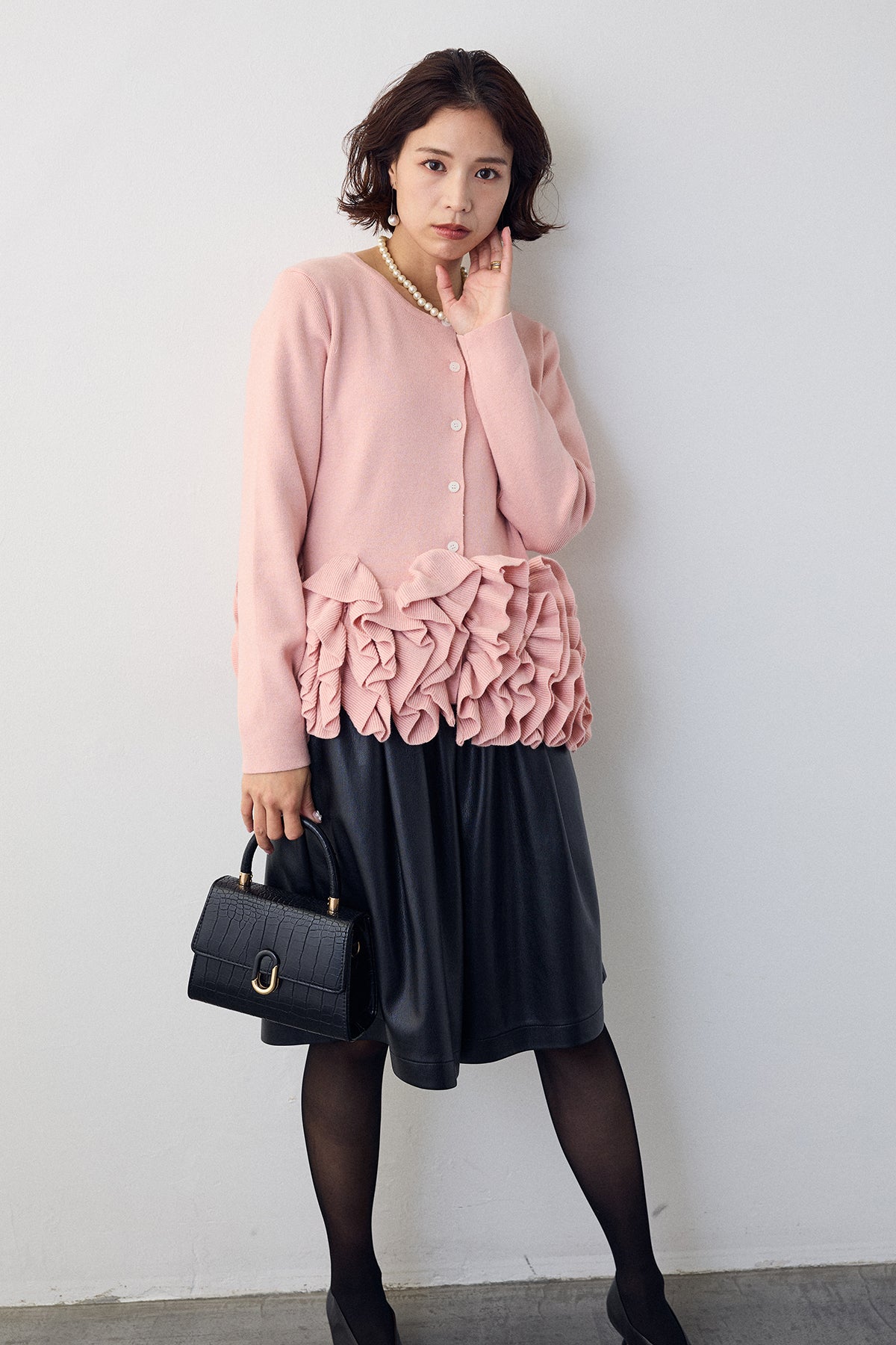 極美品✨OHGA オーガ　FRILL KNIT　フリルニットカーディガン　ピンク 予約]フリルホイップニットカーディガン – Frene