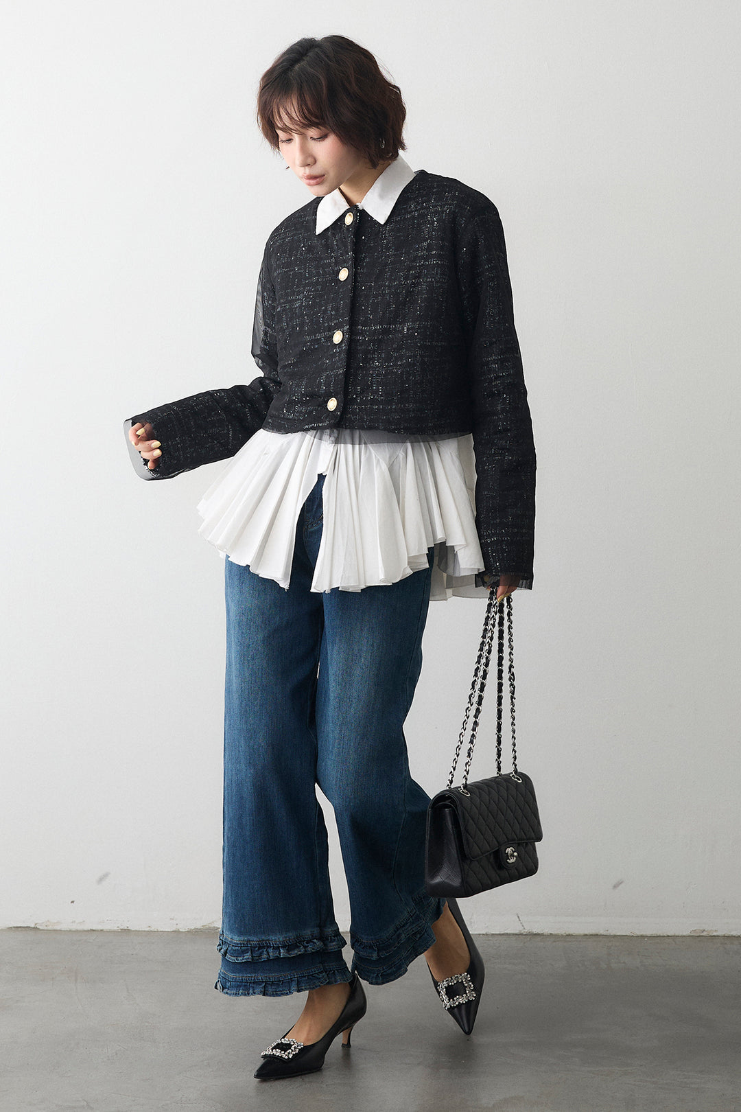 [予約]フリルヘムデニムパンツ