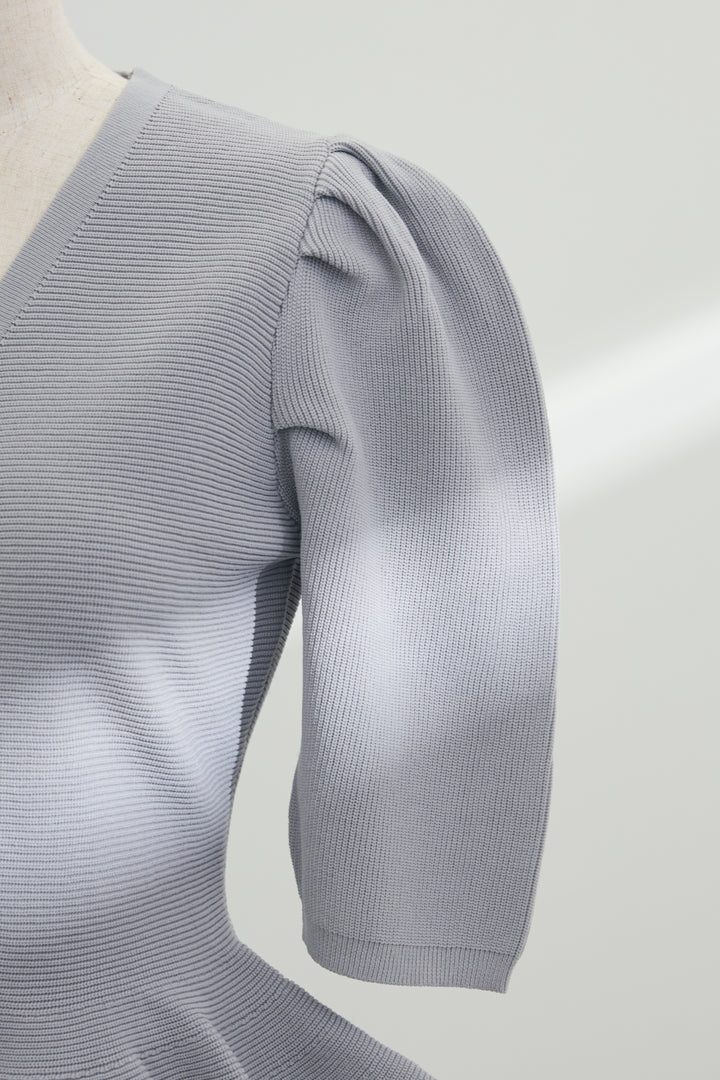 [予約]美ラインペプラムハーフスリーブニット