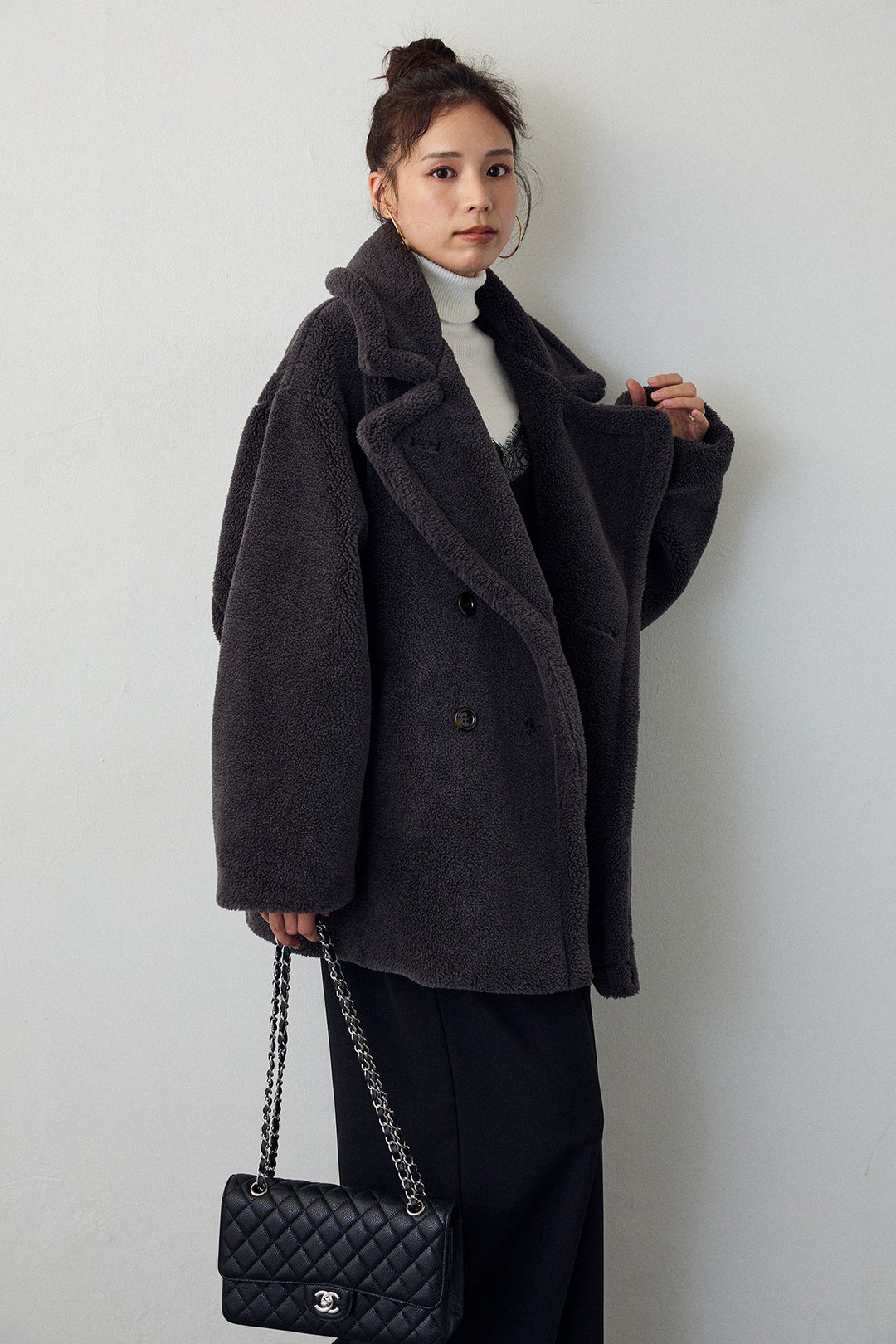 [予約/SET]テディボアミディ丈コート+レースキャミオールインワン(2set)