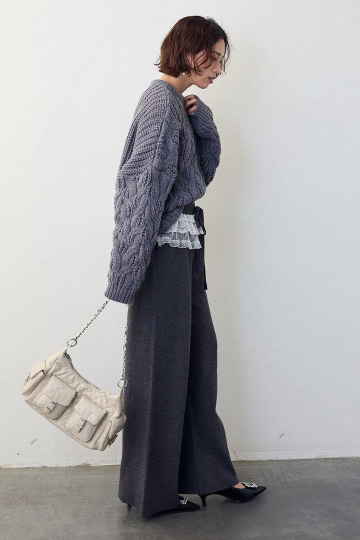 [予約]ニュアンスケーブルクロップドニット