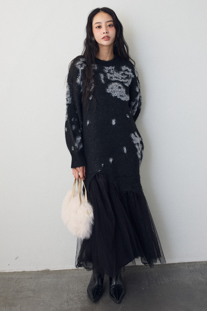 予約]モチーフジャガードレイヤードニットワンピ – Frene