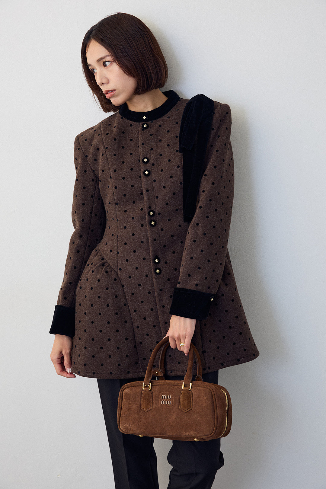 [予約/SET]クラシカルウエストシェイプフレアコート+タックテーパードパンツ(2set)