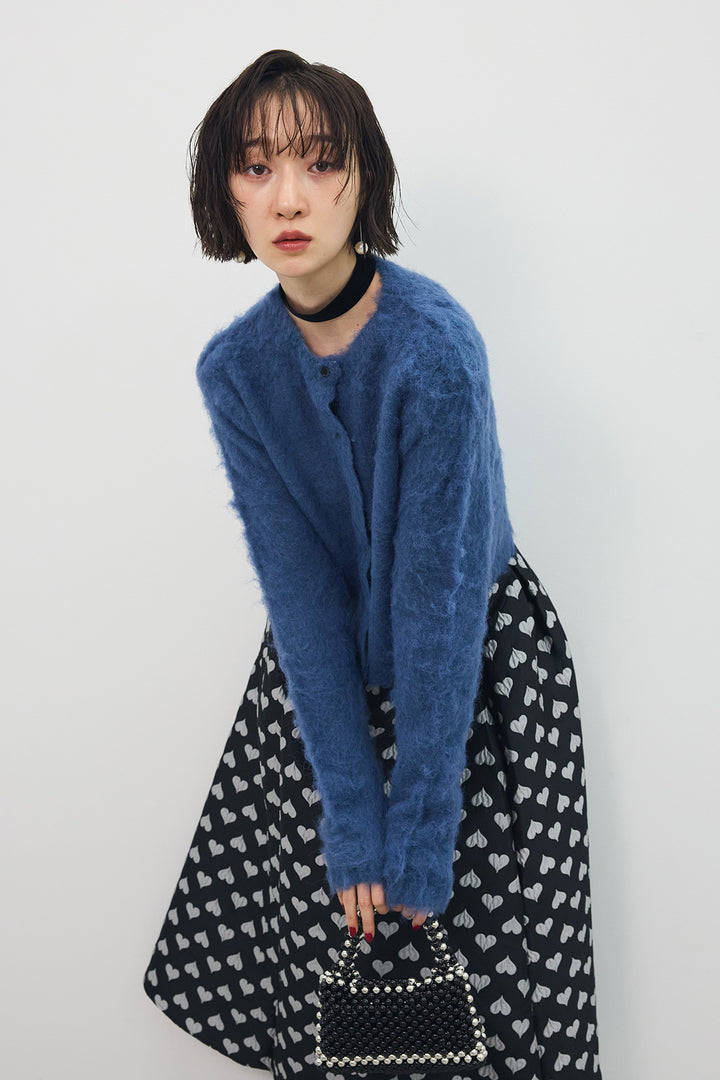 [予約]モヘアタッチクロップドニットカーデ
