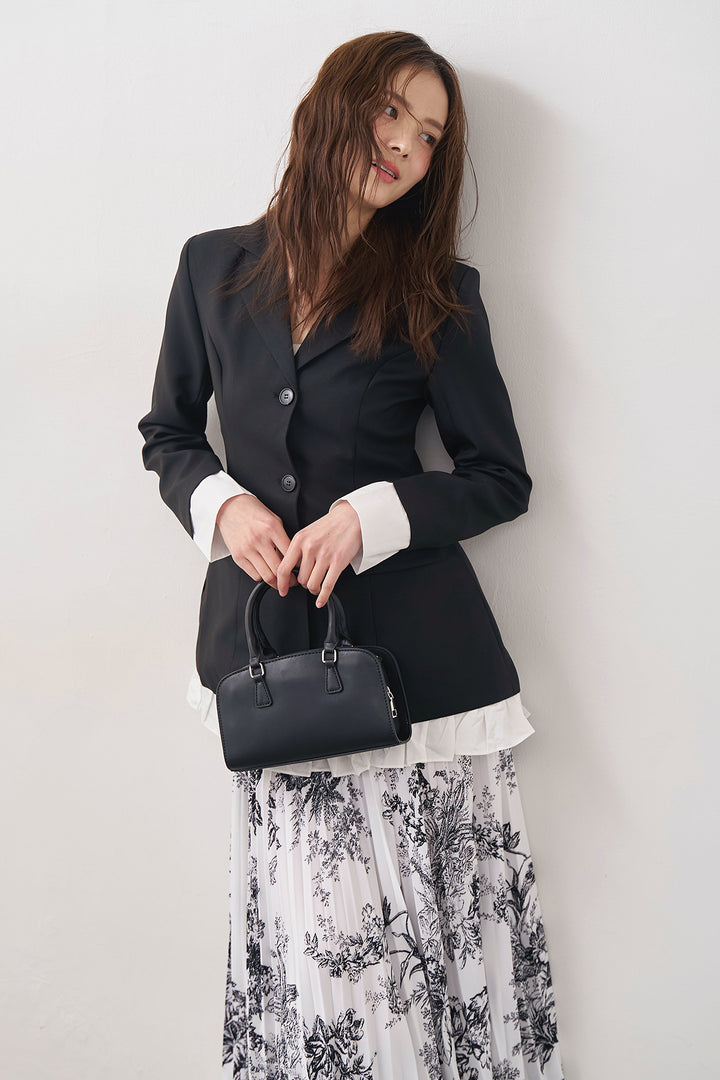 [予約/SET]プリンセスラインフリルドッキングジャケット+モノトーントワル柄プリーツスカート(2set)