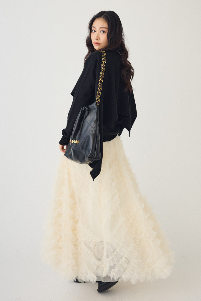 ブラック ロングスカート チュールスカート　ボリューム　Frene ブラック ロングスカート チュールスカート ボリューム Frene RANKING