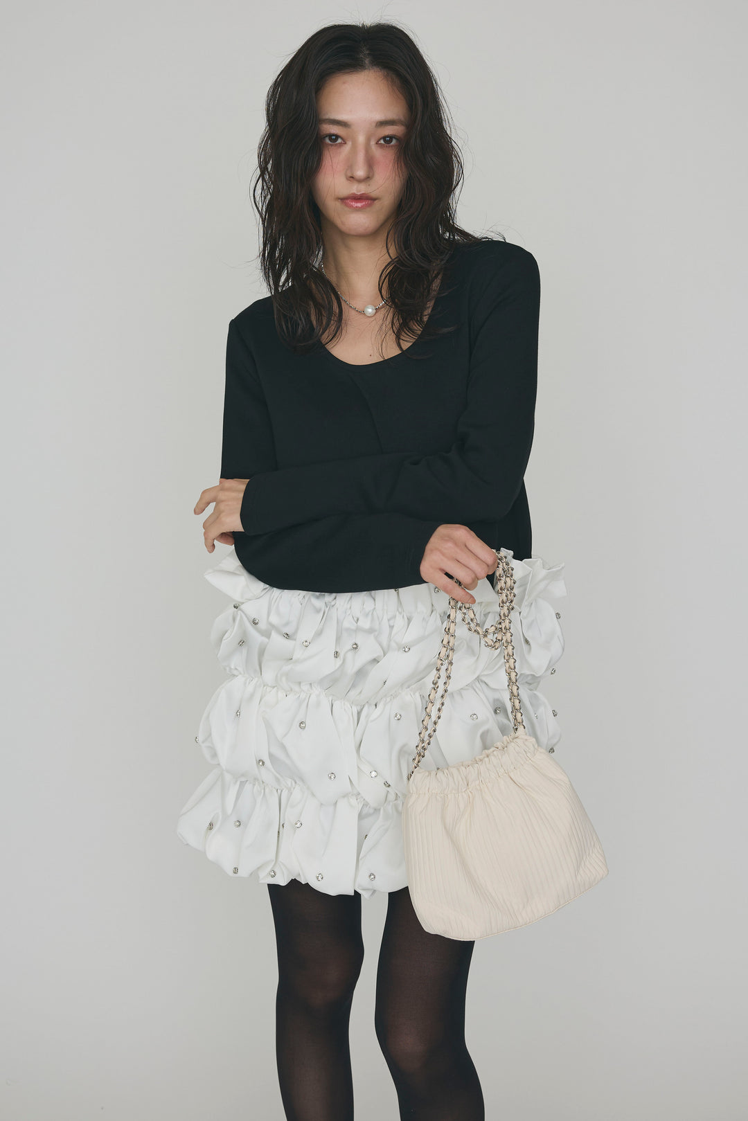 [予約]フリルビジューホイップミニワンピ