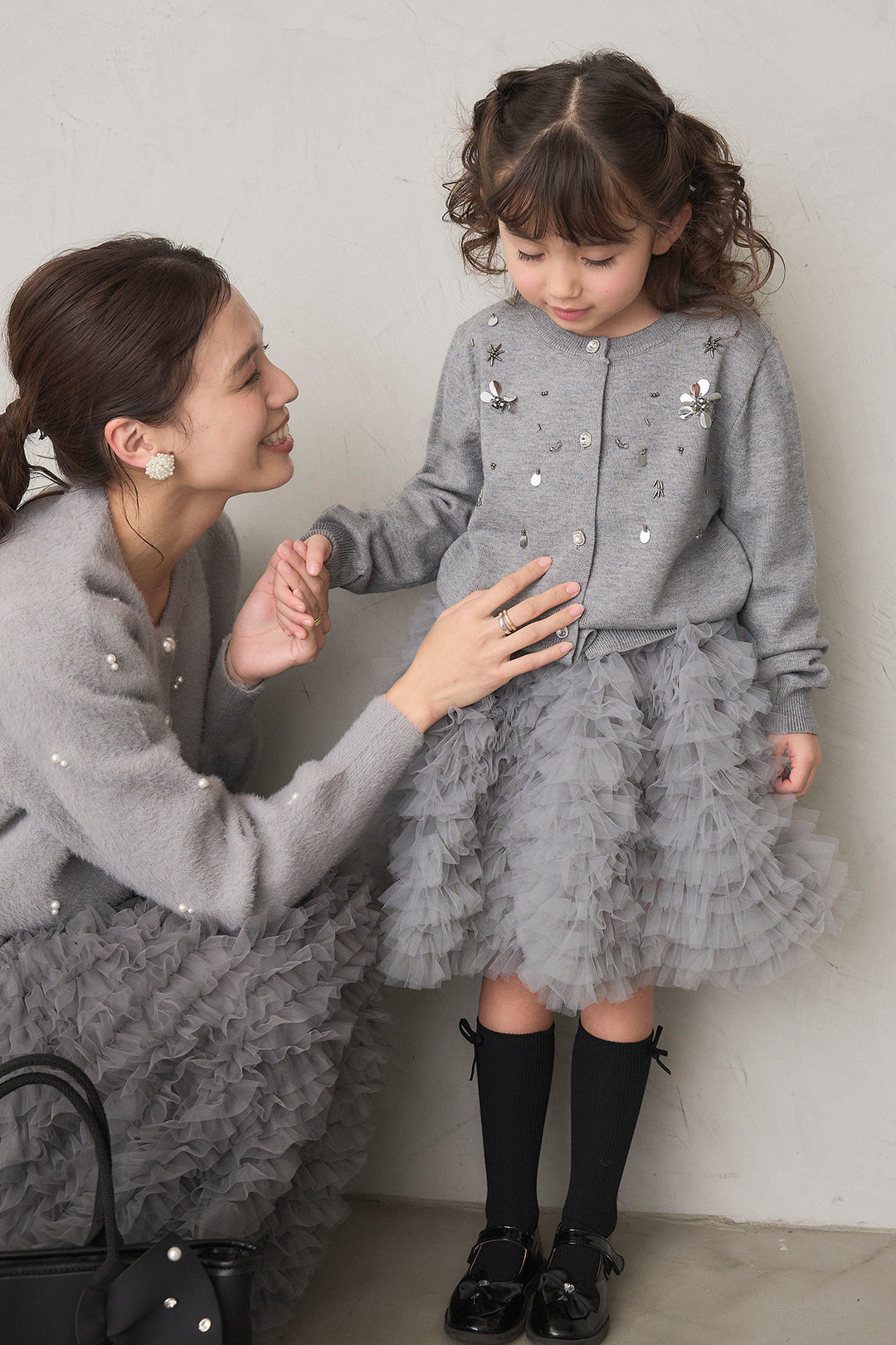 [予約]刺繍ビースニットカーデ＋ホイップチュールスカートセット