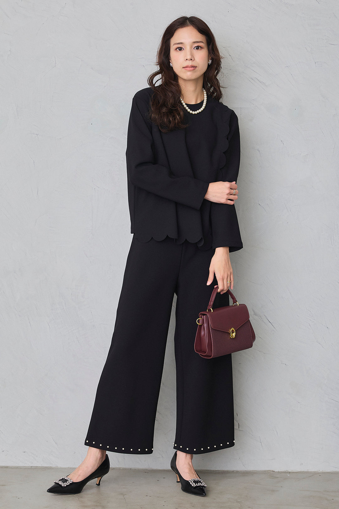 [予約]パールヘムポンチストレートパンツ