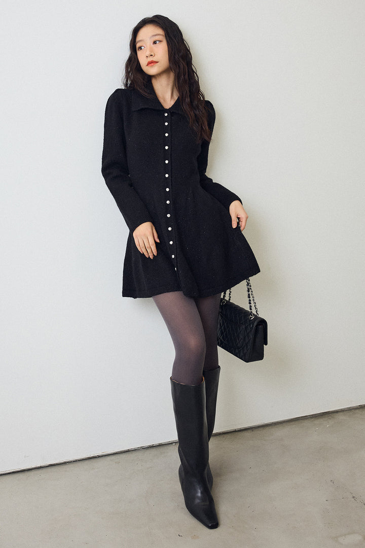 [予約]セミフレアラインニットミニワンピ