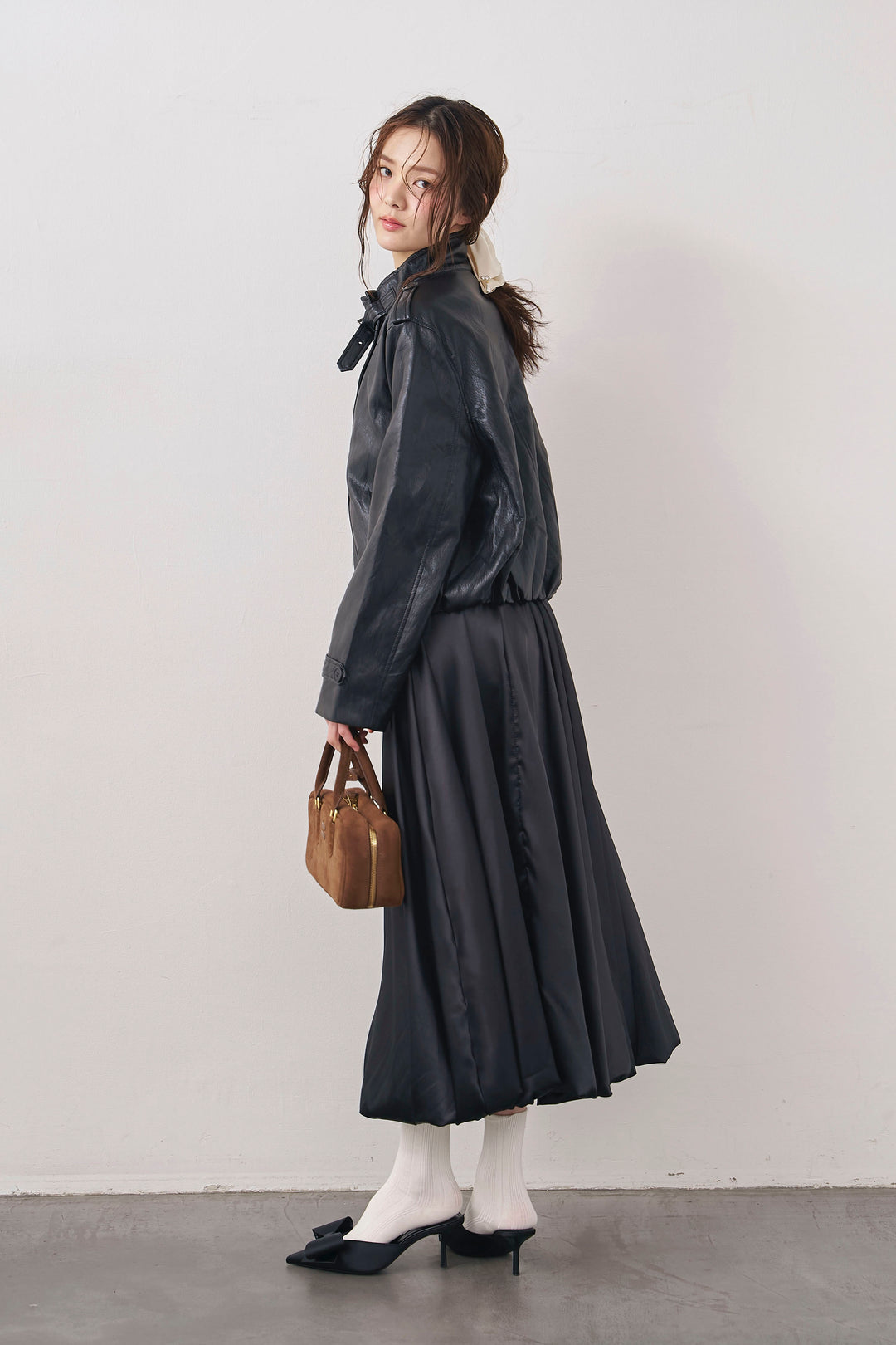 [予約]レザーライククロップドジャケット