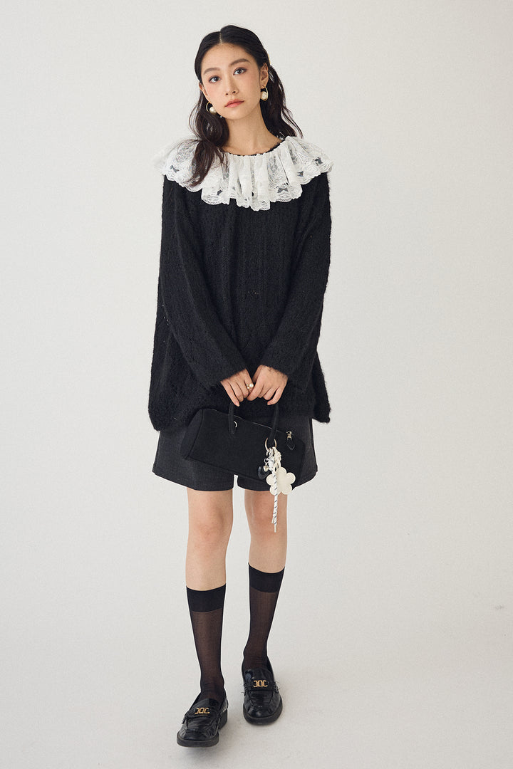 [予約/SET]ダブルレースカラードッキングニット+ウールタッチセンタープレスハーフパンツ(2set)