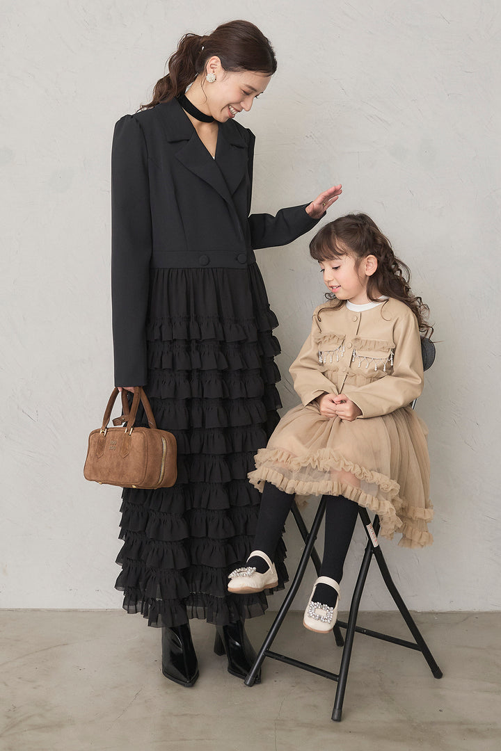 [予約]フリルヘムチュールワンピ＋ジャケットセット